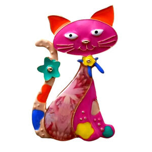 New Colorful Enamel Cat Brooch
